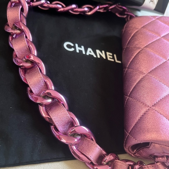 🔥Unique Rare🔥💗💗Chanel Metallic Pink Flap Bag - Picture 2 of 16